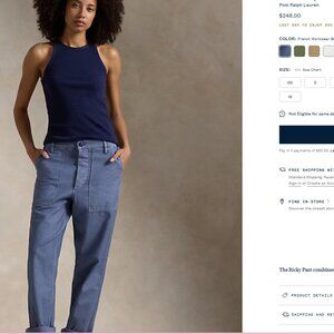 Ralph Lauren “The Ricky”  Pant- New W/O Tags- Size 12 - French workwear blue